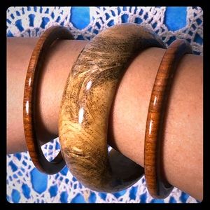 🌼 Trio: Natural Costa Rican Wood Bracelets